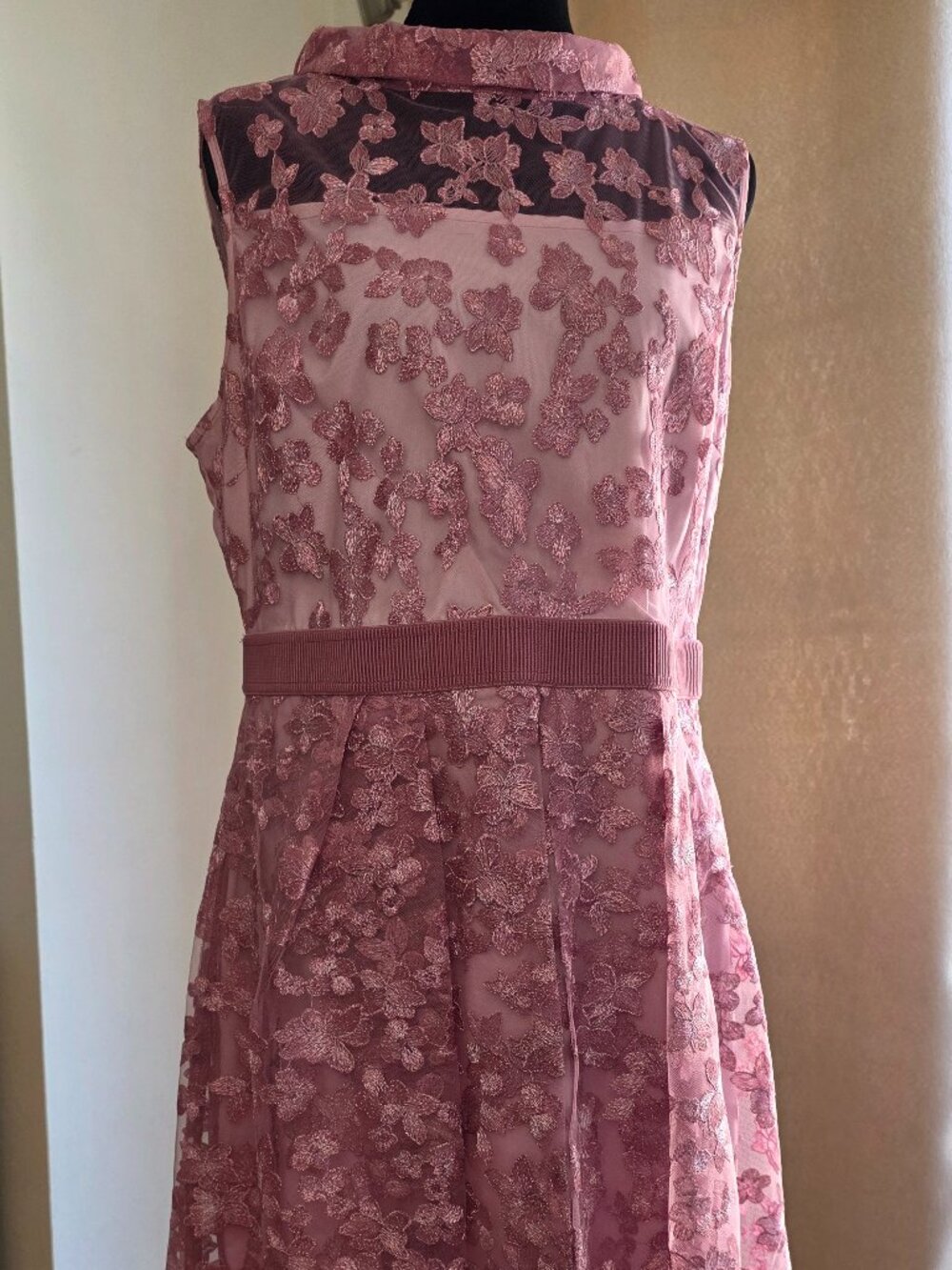Eva Mendes NY&C Pink Embroidered Lace Cocktail Dress Size L